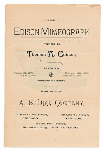 (SCIENCE & TECHNOLOGY.) The Edison Mimeograph, Invented by Thomas A. Edison.